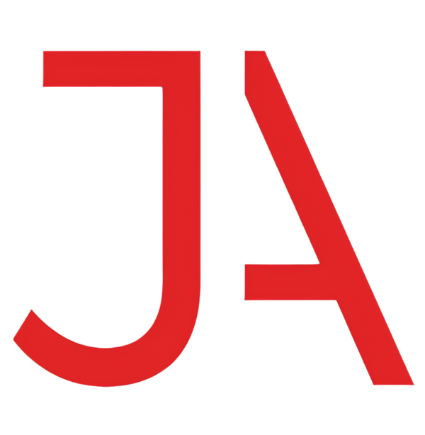 "JA" LOGO ON BLACK BACKGROUND REDUCED SIZE